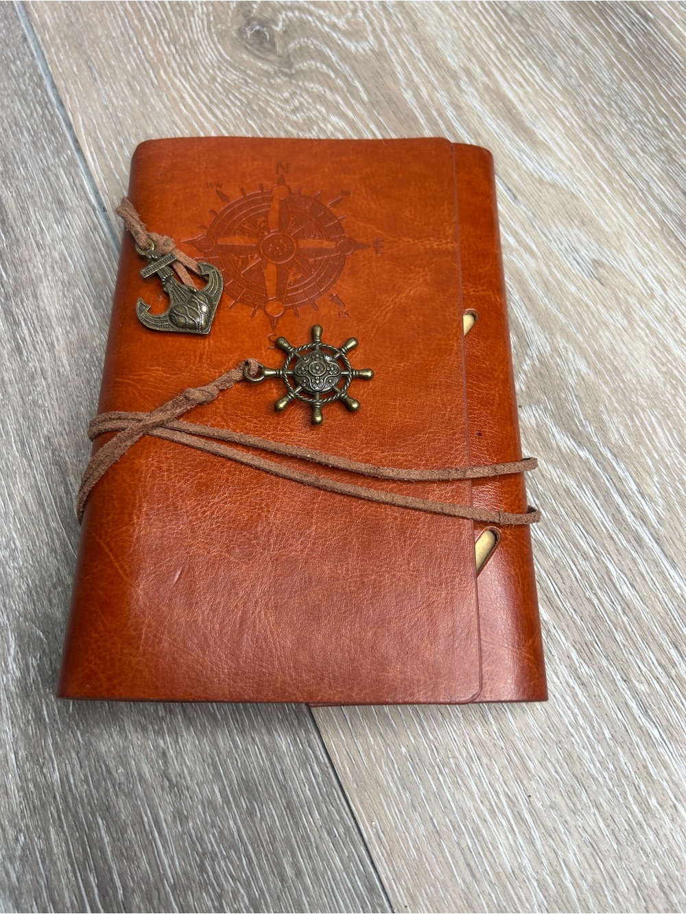 Vintage Leather Nautical Journal Refillable Compass Wrap Notebook Travel Diary⁠